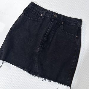 A&F Ultra High Rise Curve Love Distressed Black Denim Mini Skirt